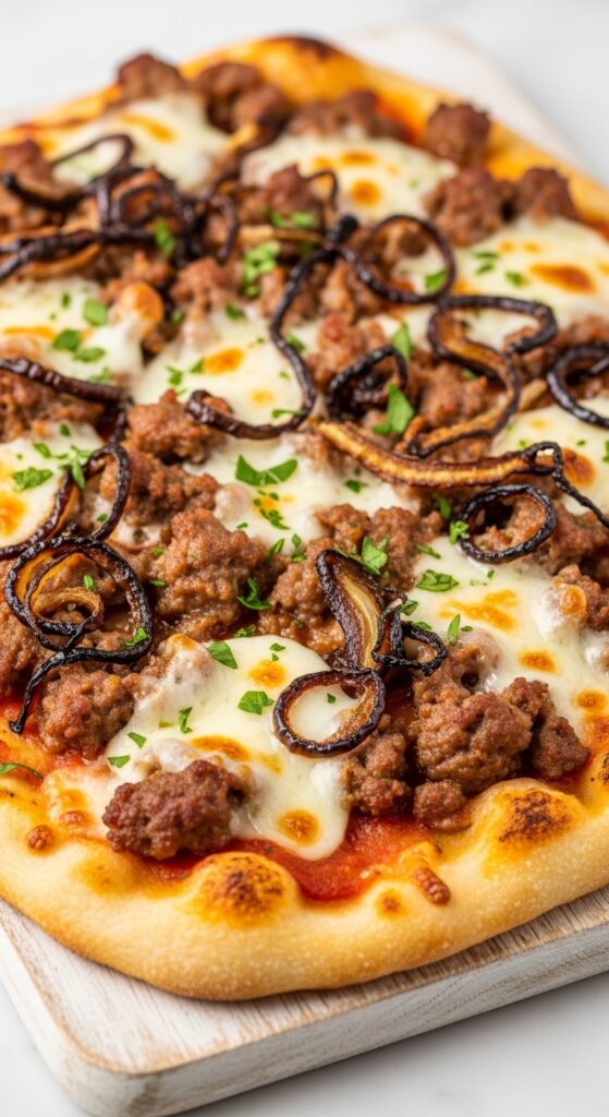 Sausage & Caramelized Onion Flatbread Pizza