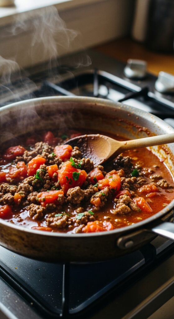 Simmering Homemade Meat Sauce