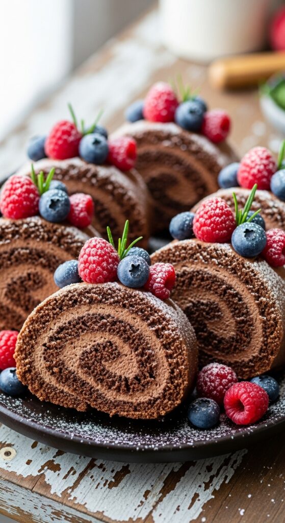 Sliced Yule Log on Plate