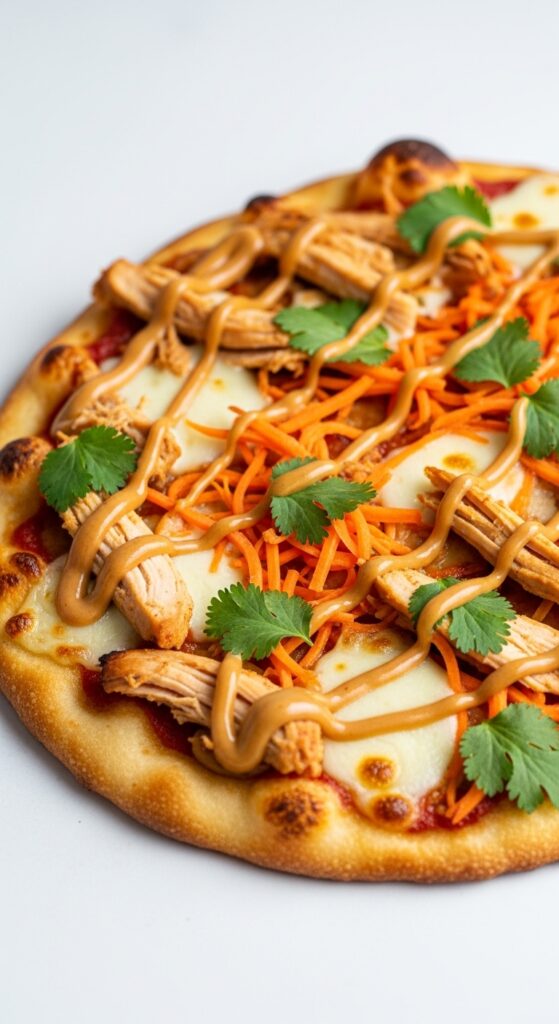 Thai Peanut Chicken Flatbread Pizza