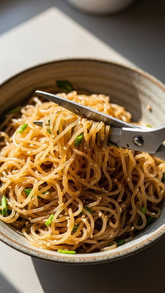 boiled japchae noodles