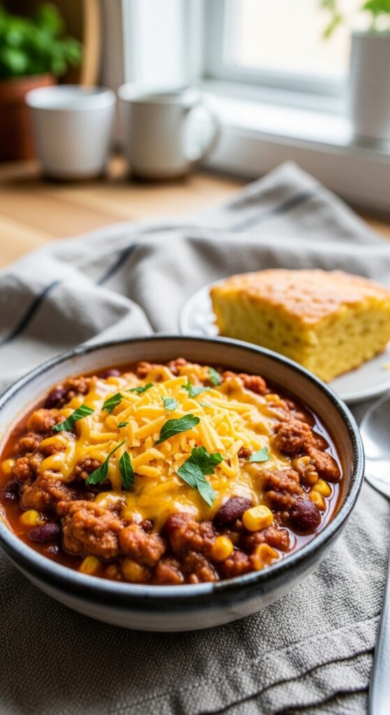 bowl of hearty turkey chili