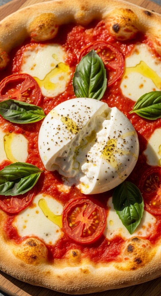 burrata margherita pizza