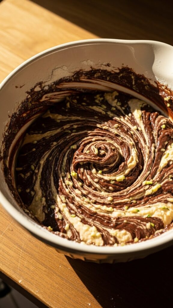 cake batter in a mixing bowl