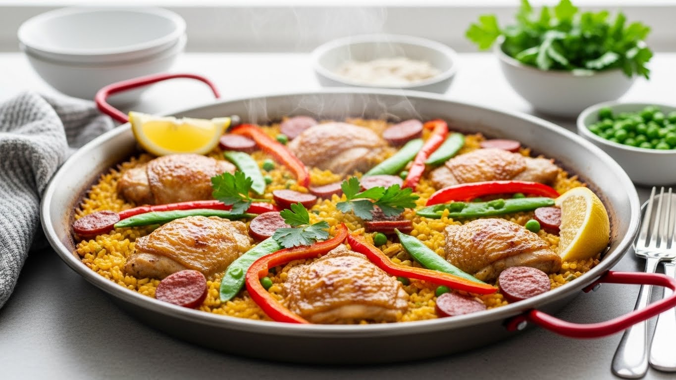 chicken chorizo paella recipe