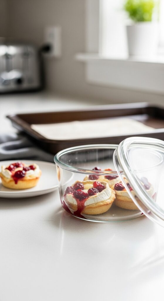 cranberry brie bites stored