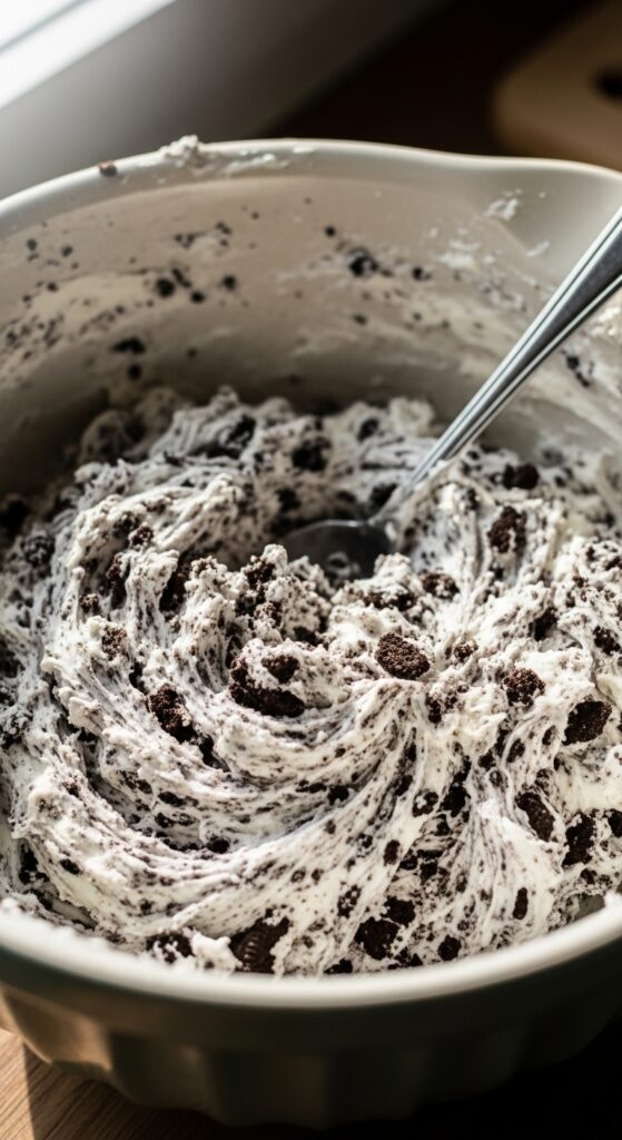 crushed Oreos mixed with cream