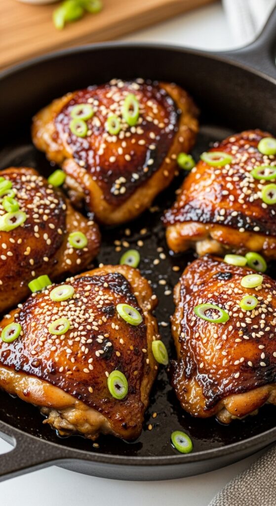 glossy honey garlic chicken thighs