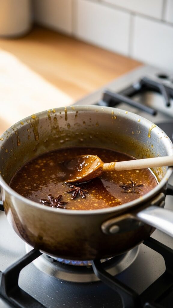 honey glaze simmering