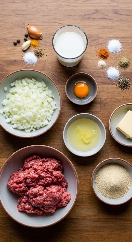 ingredients for Swedish meatballs