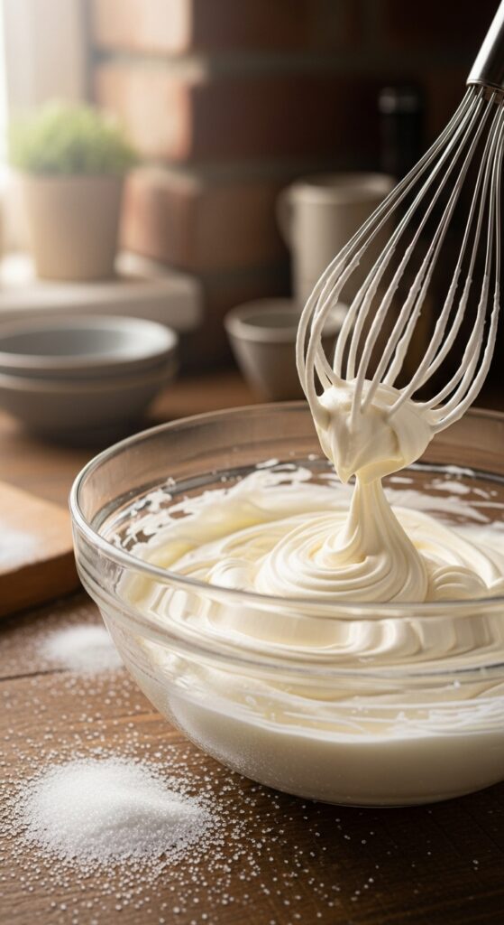 mascarpone cream being whipped