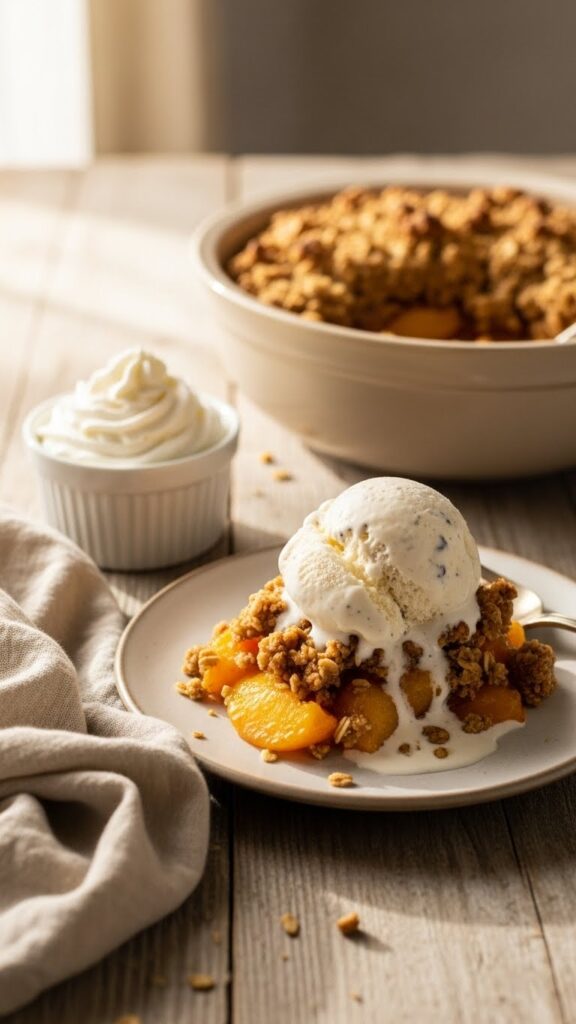 scoop of peach crisp