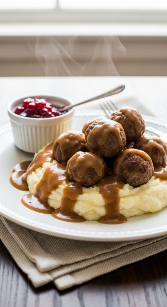 serving of Swedish meatballs 
