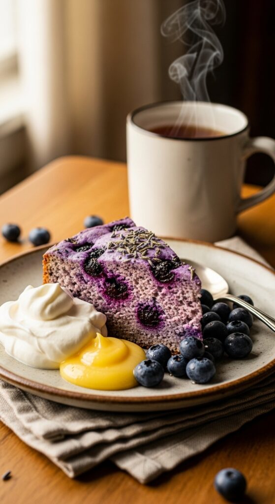 slice of blueberry lavender cake