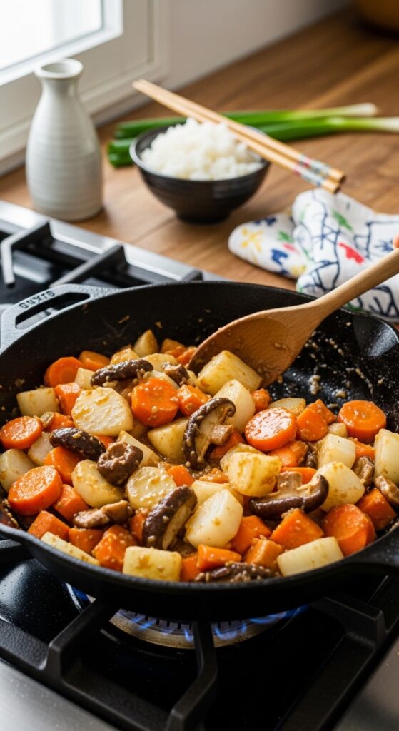 Adding Vegetables and Sauce Homemade