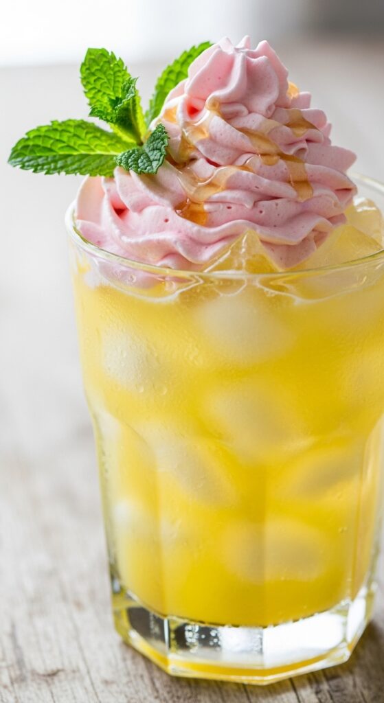 Assembling Homemade Pink Whipped Lemonade