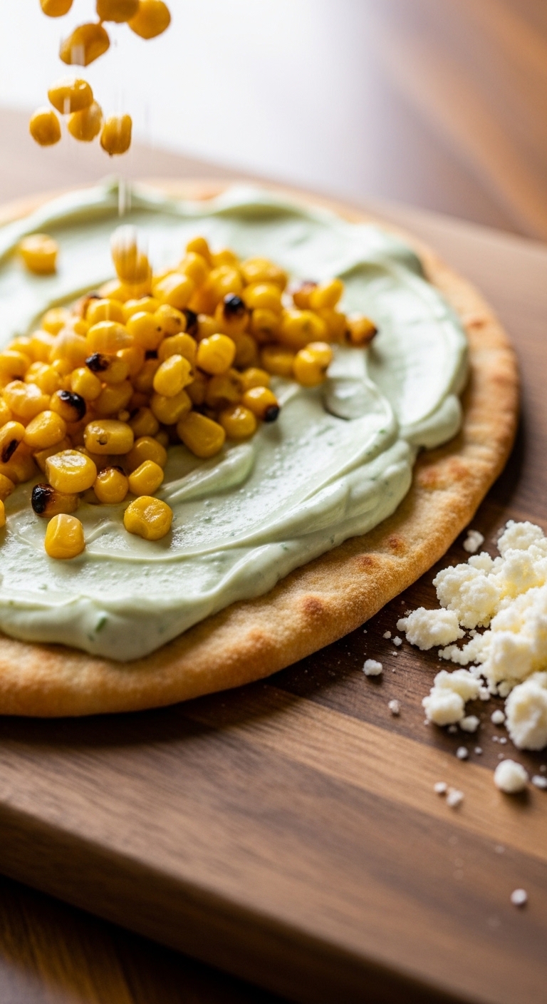 Assembling Mexican Street Corn Flatbread