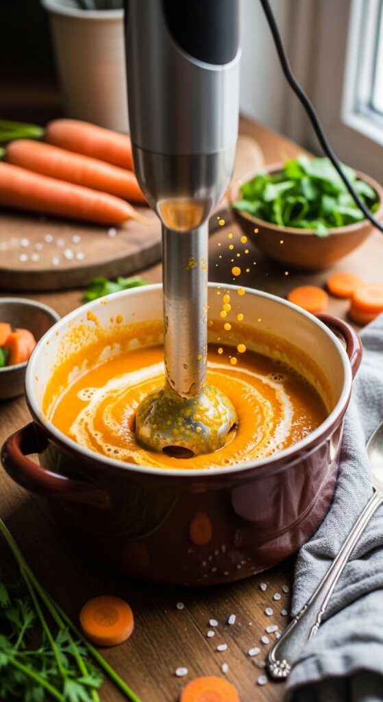 Blending Homemade Carrot Soup