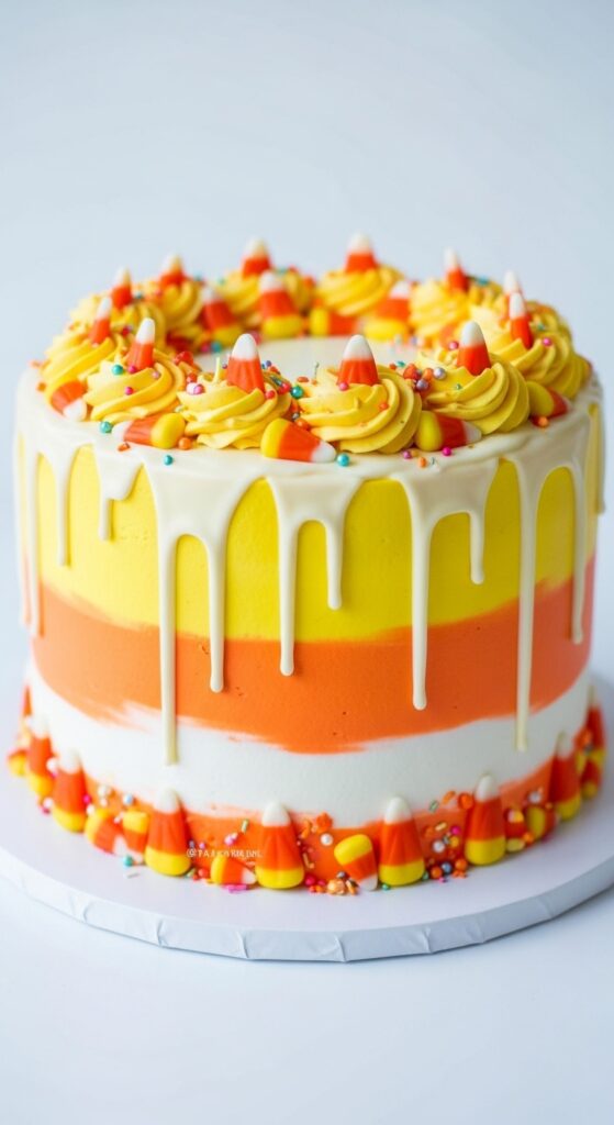Candy Corn Drip Cake