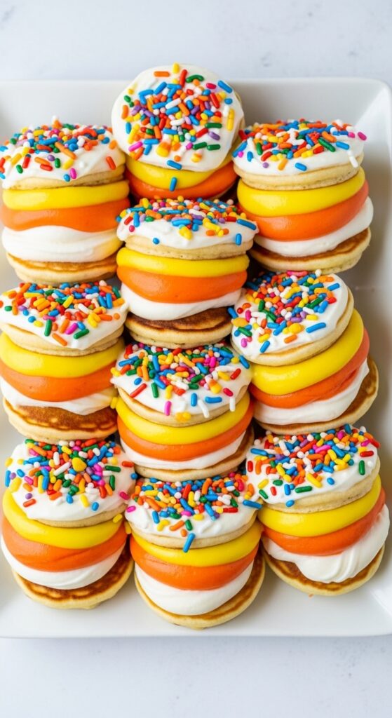 Candy-Corn Parfait Pancakes