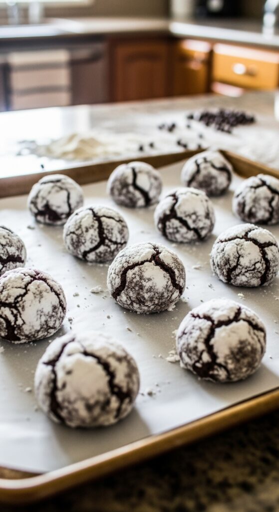 Chocolate Crinkle Cookie Dough Chilling at Home