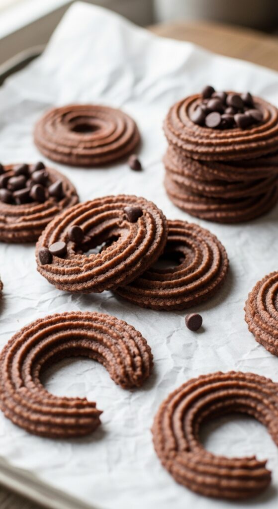 Chocolate Spritz Cookies Close-Up