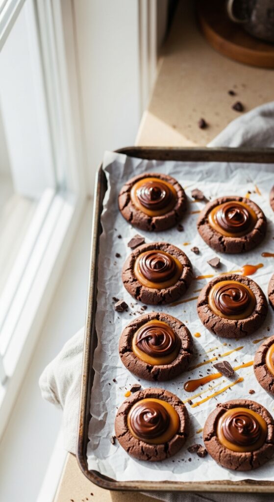 Chocolate Thumbprint Cookies with Ganache
