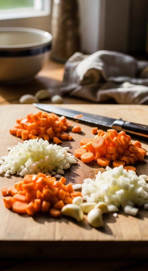 Chopping Vegetables at Home