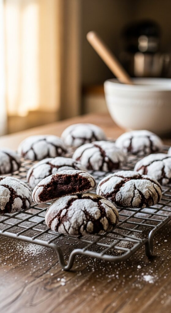 Cooling Chocolate Crinkle Cookies at Home