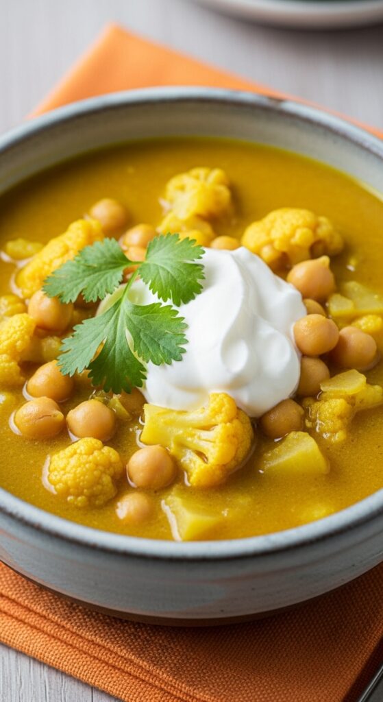 Curried Cauliflower & Chickpea Soup