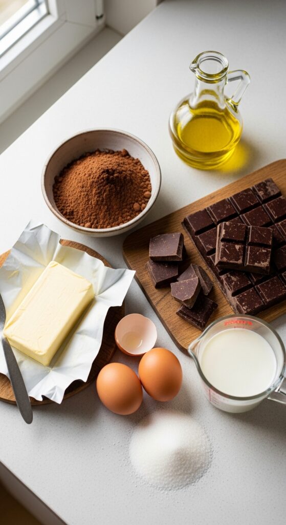 Everyday Ingredients for Homemade Dubai Chocolate Cake