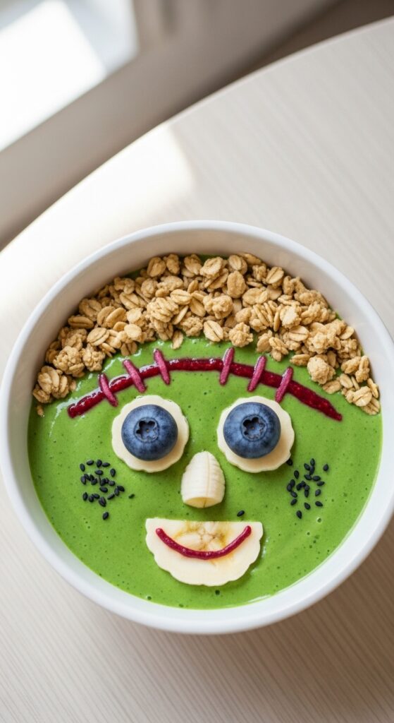 Frankenstein Green Smoothie Bowl