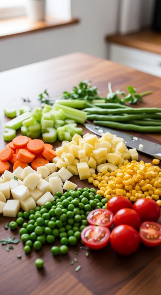 Fresh Chopped Vegetables for Soup