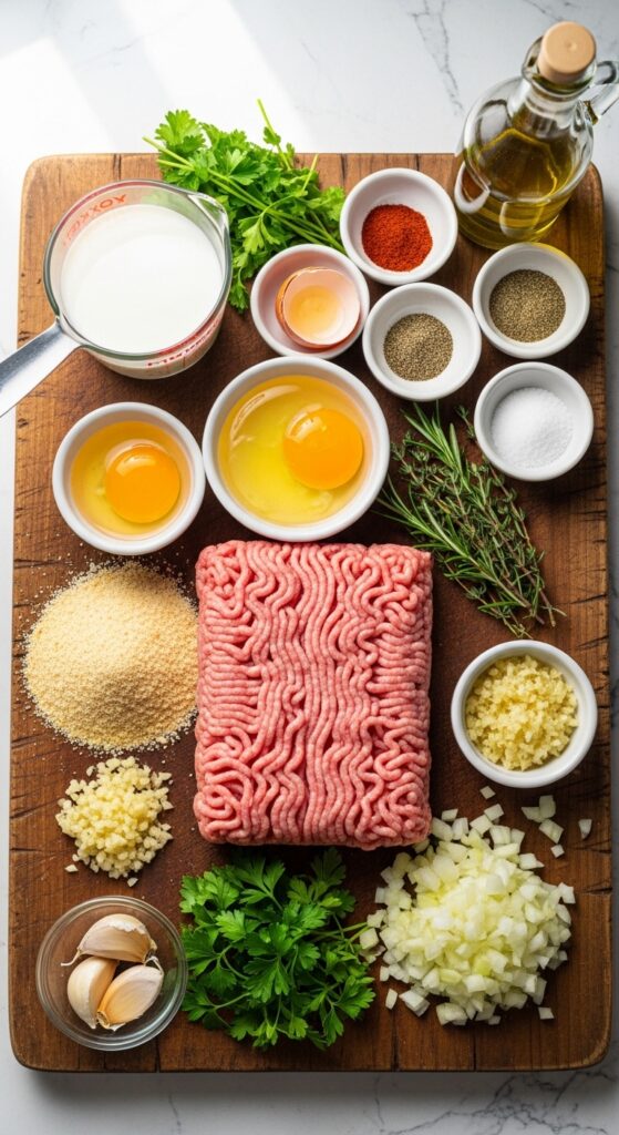 Fresh Ingredients for Turkey Meatballs