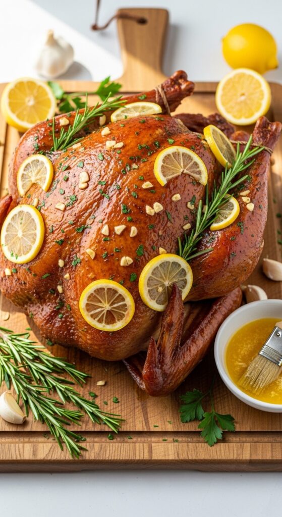 Garlic lemon butter smoked turkey