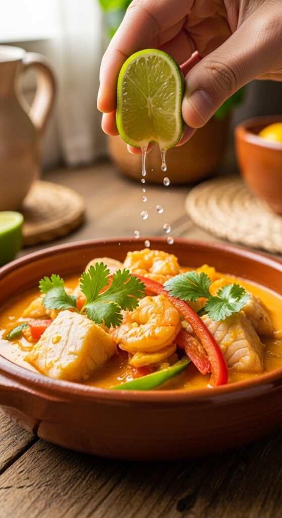 Garnishing with Lime and Cilantro Homemade