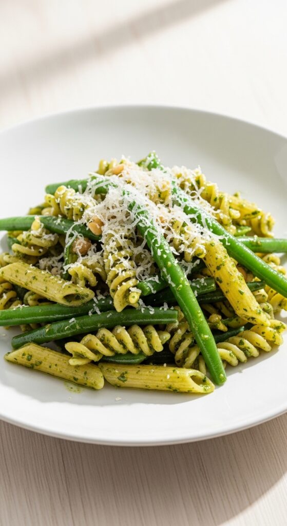 Green Bean Pasta with Pesto