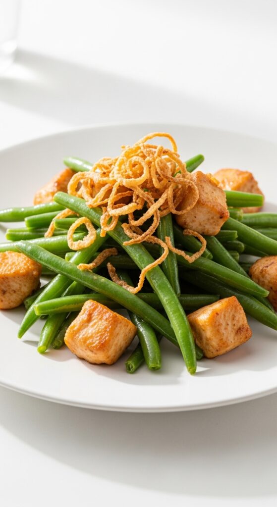 Green Beans with Crispy Onions & Chicken
