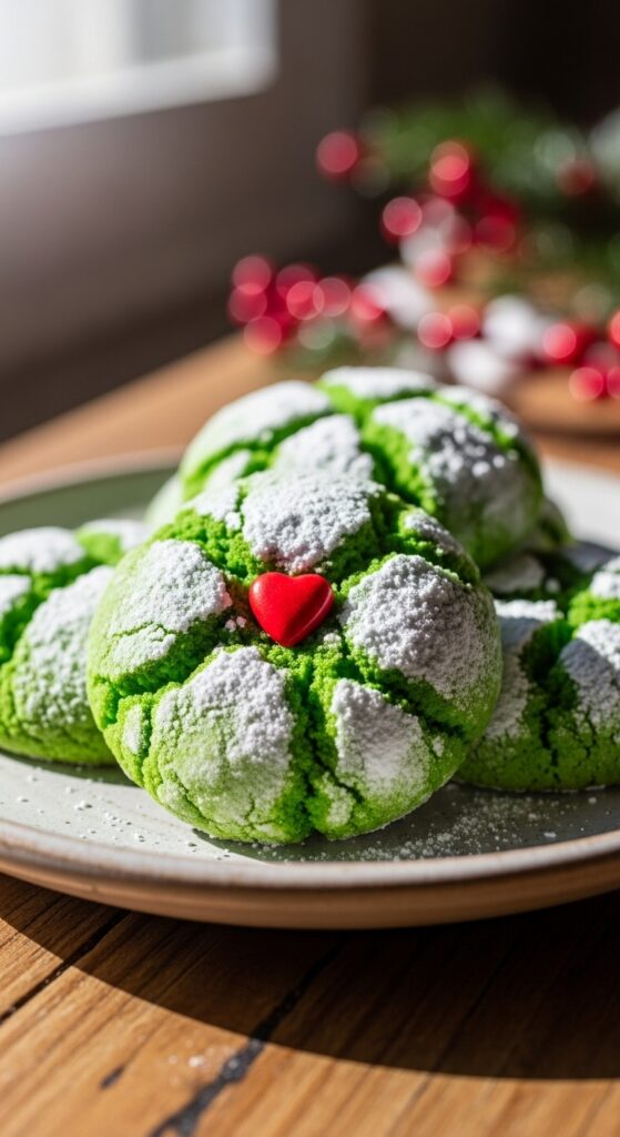 Homemade Grinch Crinkle Cookies