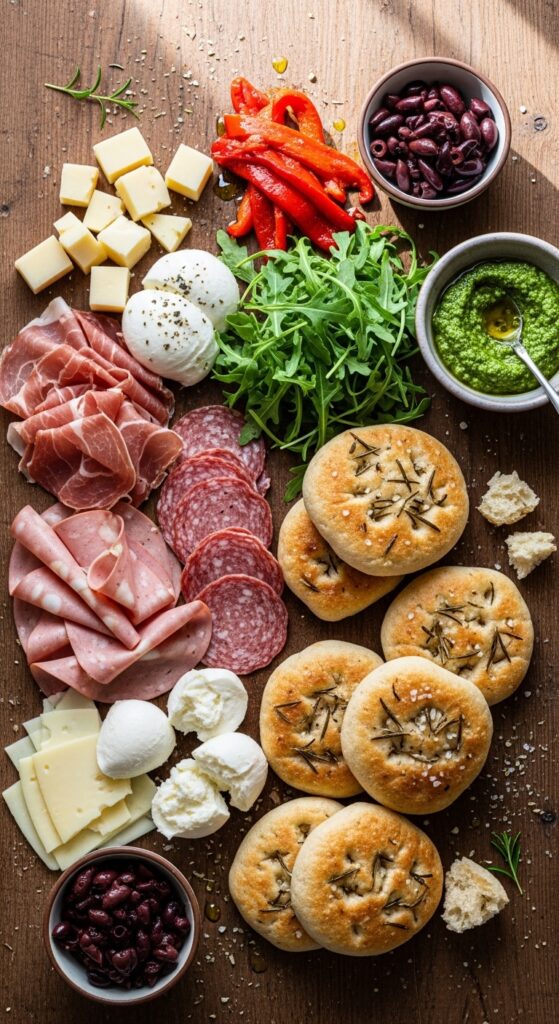 Homemade Mini Focaccia Ingredients Spread