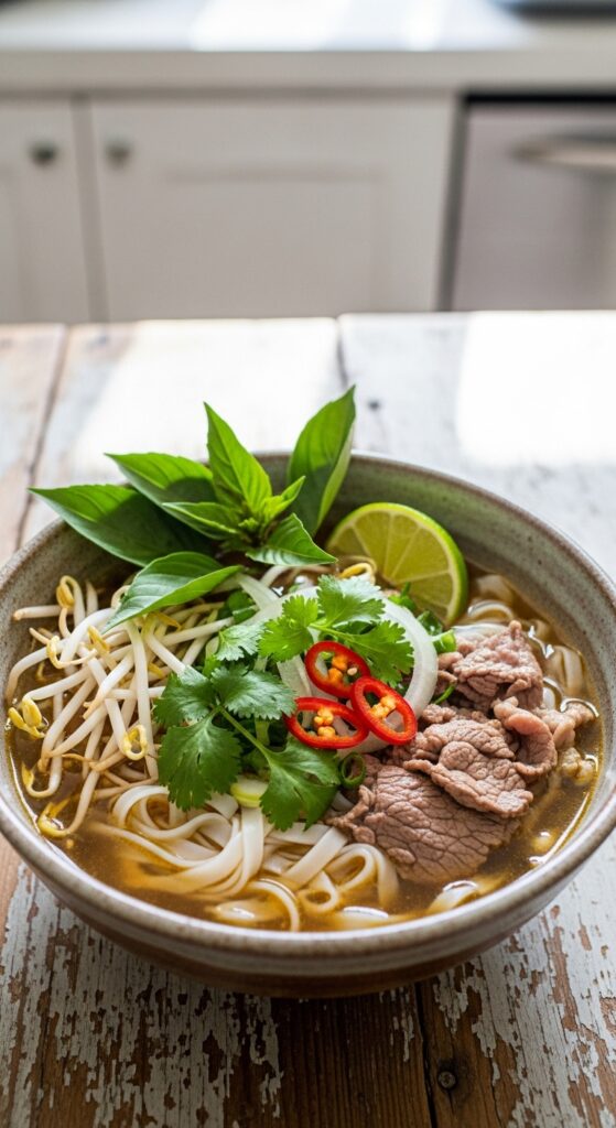 Homemade Pho Bowl Ready to Eat