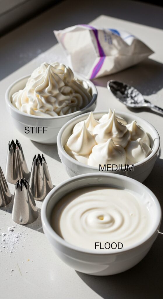 Homemade Royal Icing Consistency Comparison