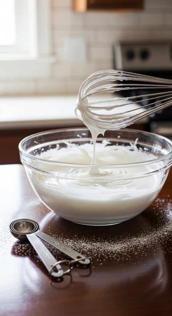 Homemade Royal Icing in Mixing Bowl