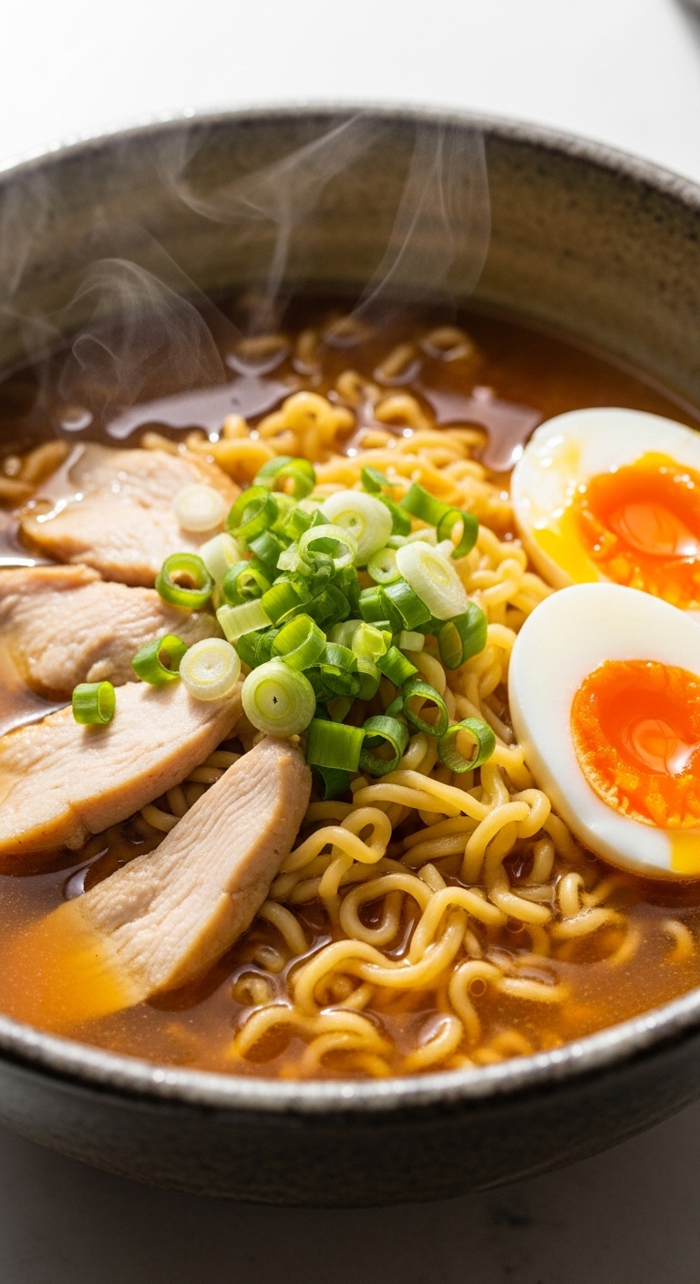 Homemade bowl of Spicy Chicken Ramen