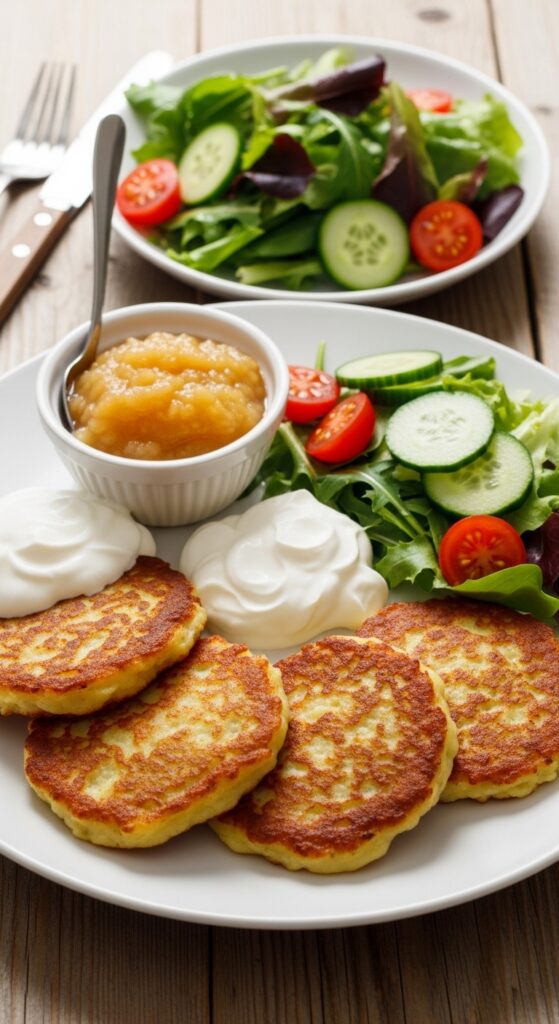 Homemade potato pancakes served