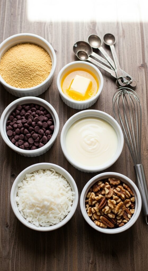 Magic Cookie Bars Ingredients Layout