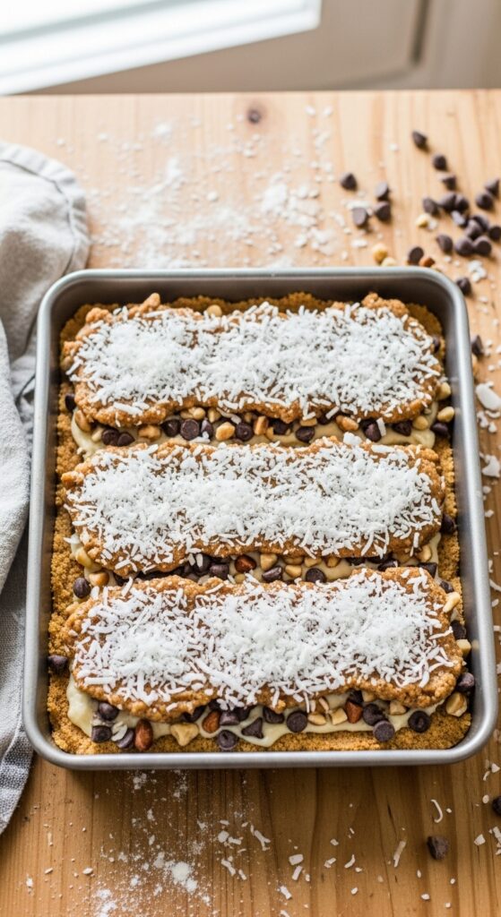 Magic Cookie Bars Ready for Oven