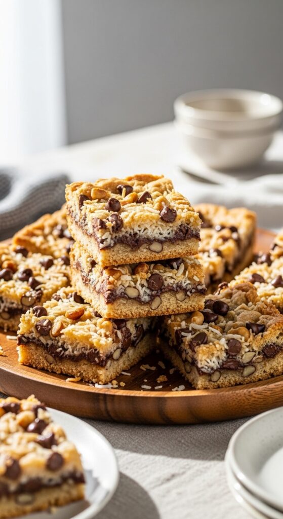 Magic Cookie Bars on Serving Platter