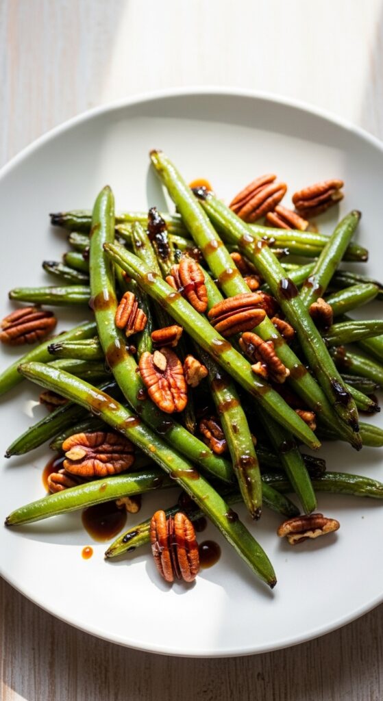 Maple-Balsamic Green Beans with Pecans