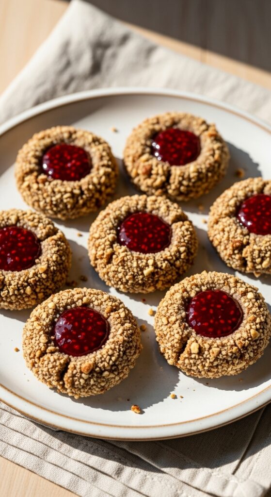 Nut-Based Thumbprint Cookies with Jam Centers